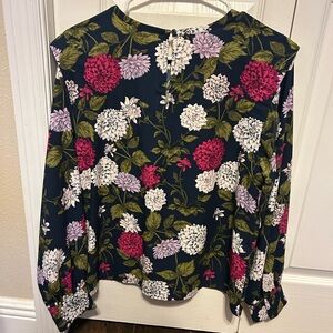 Ann Taylor Factory Floral Blouse in Pink, White, and Green